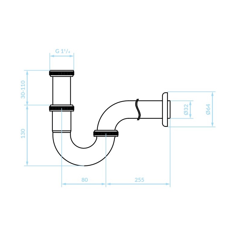 Syfon umywalkowy rurowy Chrom Kuchinox