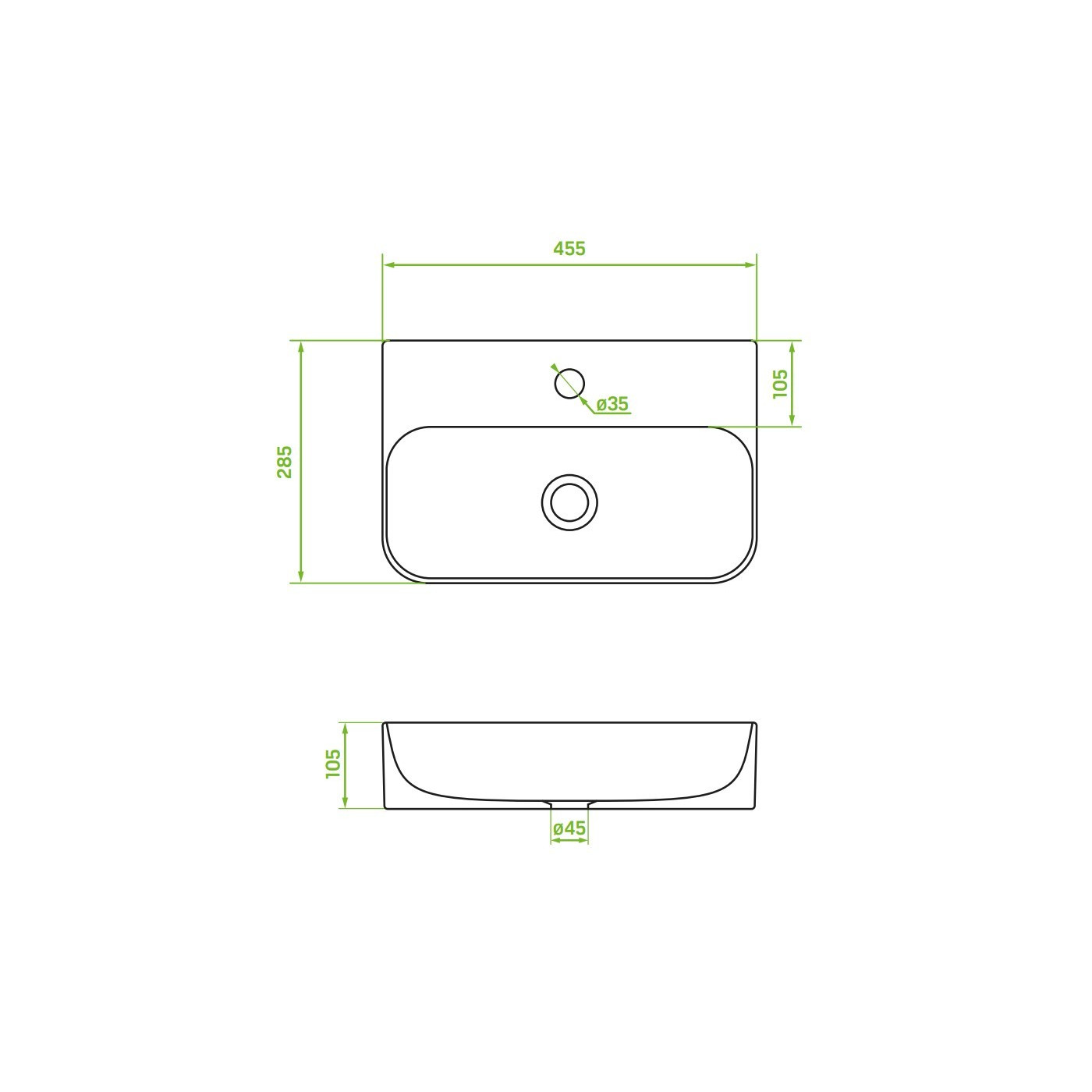 Umywalka Nablatowa Ścienna Ceramiczna Biała KVADRATO Laveo