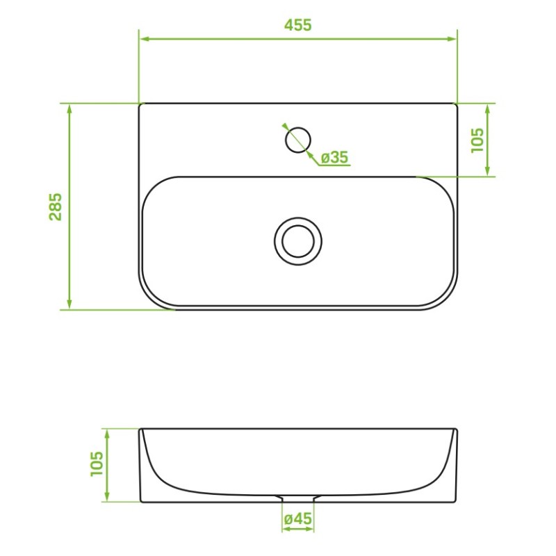 Umywalka Nablatowa Ścienna Ceramiczna Biała KVADRATO Laveo