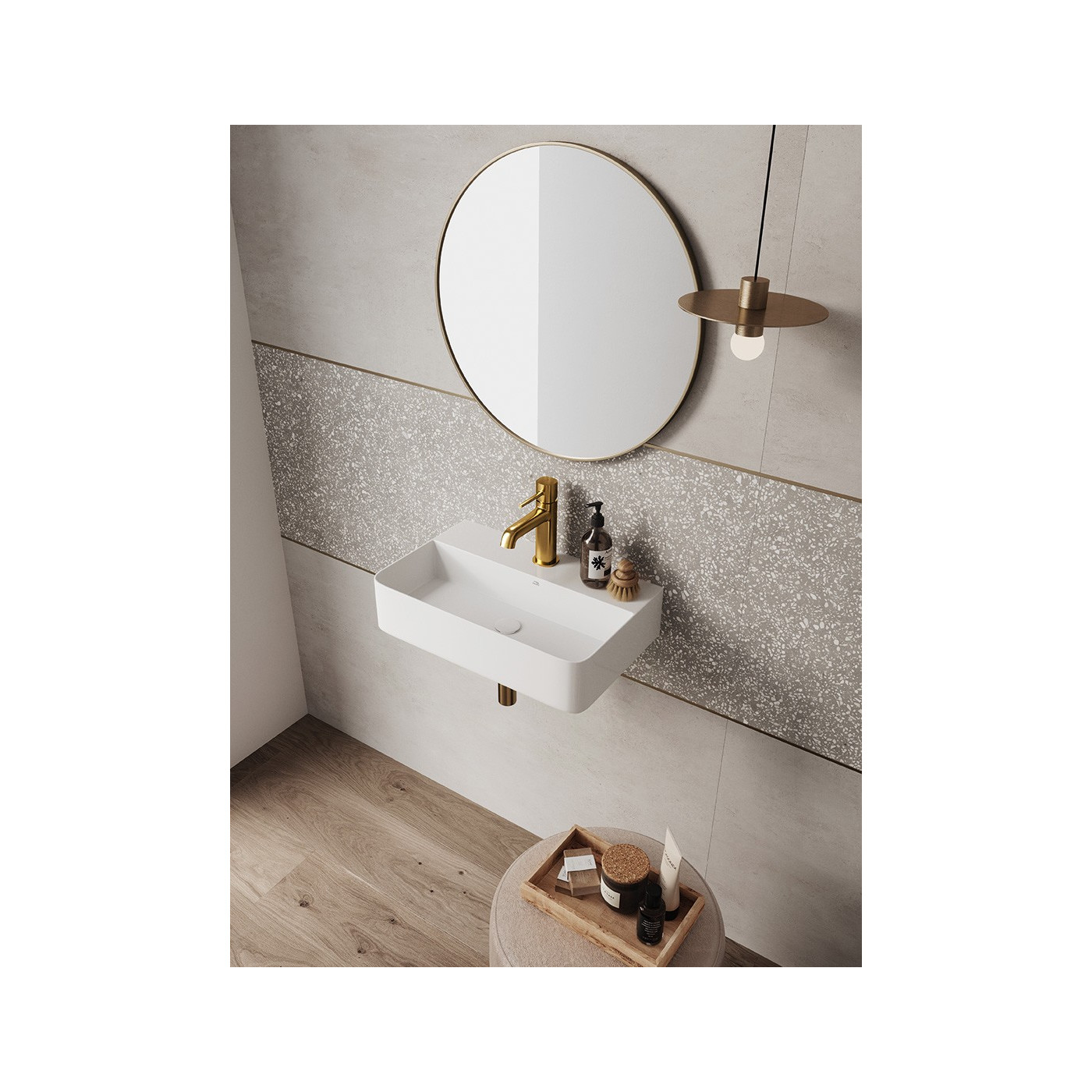 Umywalka Nablatowa Ścienna Ceramiczna Biała KVADRATO Laveo