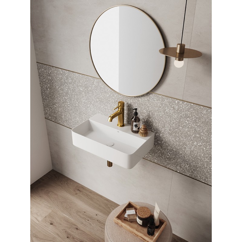 Umywalka Nablatowa Ścienna Ceramiczna Biała KVADRATO Laveo