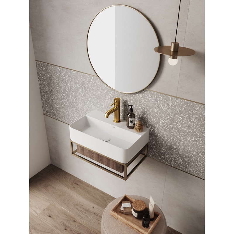 Umywalka Nablatowa Ścienna Ceramiczna Biała KVADRATO Laveo