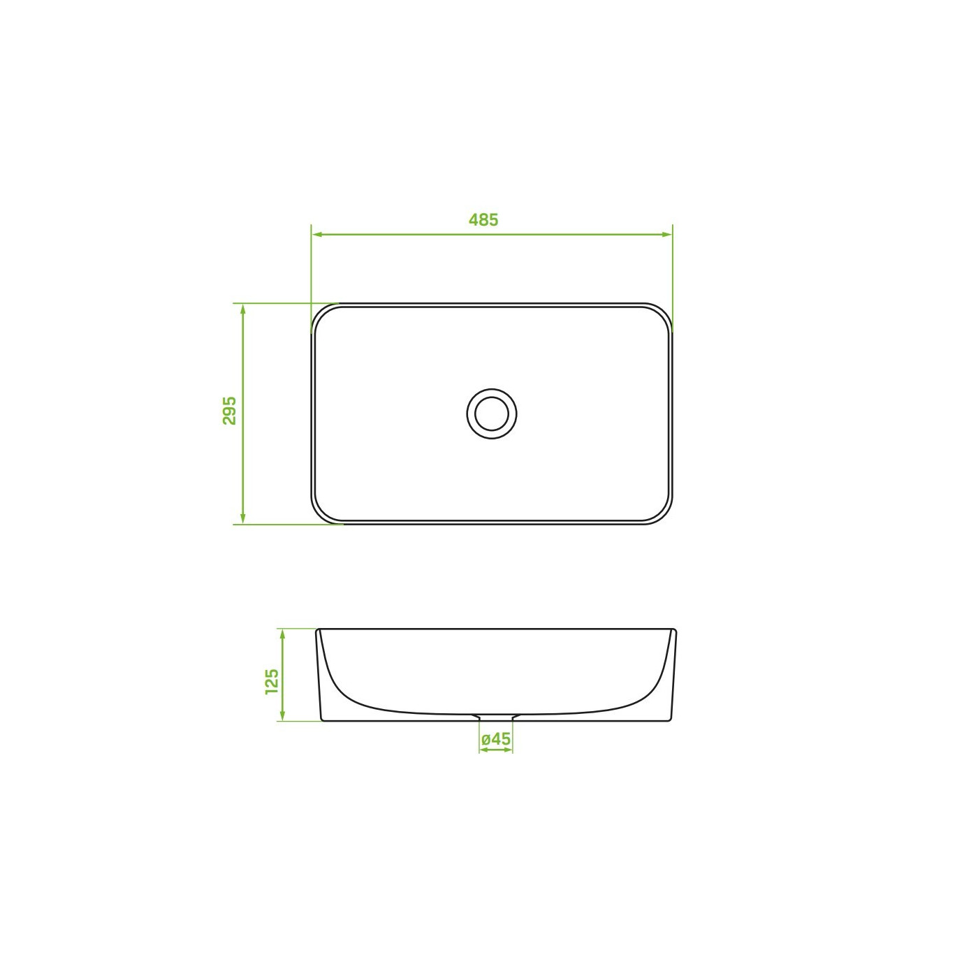 Umywalka Nablatowa Ceramiczna 48,5x29,5 cm Biała KVADRATO Laveo Umywalka Nablatowa Ceramiczna 48,5x29,5 cm Biała KVADRATO Laveo