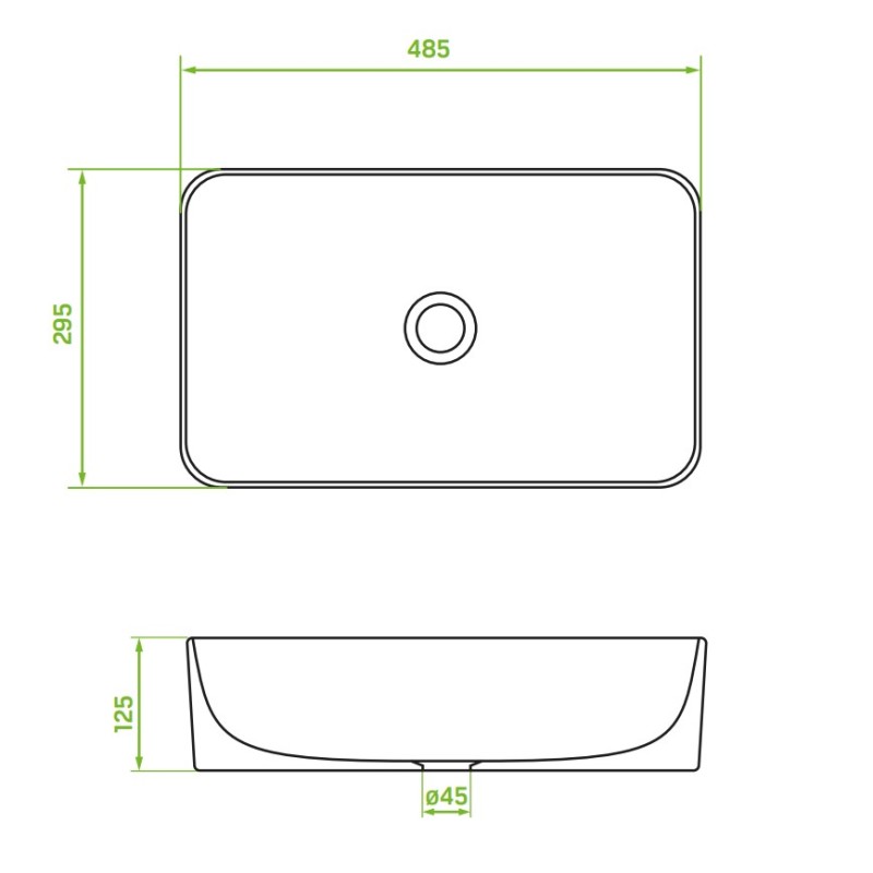 Umywalka Nablatowa Ceramiczna 48,5x29,5 cm Biała KVADRATO Laveo Umywalka Nablatowa Ceramiczna 48,5x29,5 cm Biała KVADRATO Laveo