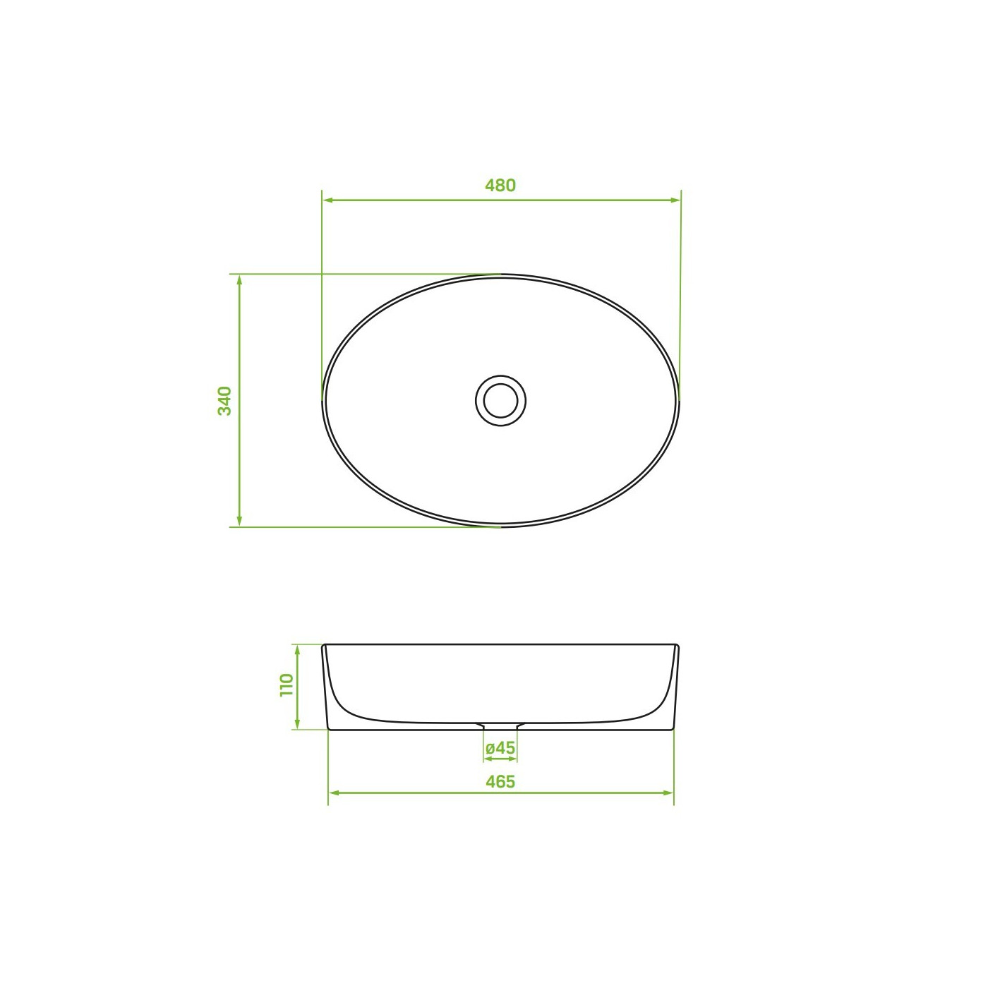 Umywalka Nablatowa Ceramiczna 48x34 cm Biała DESNA Laveo Umywalka Nablatowa Ceramiczna 48x34 cm Biała DESNA Laveo
