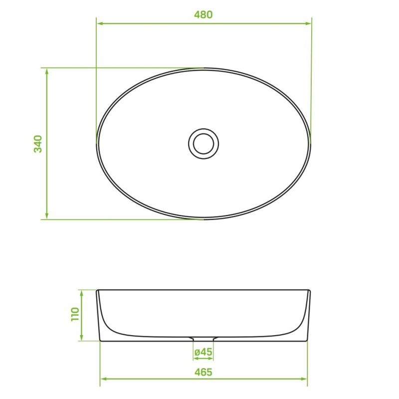 Umywalka Nablatowa Ceramiczna 48x34 cm Biała DESNA Laveo Umywalka Nablatowa Ceramiczna 48x34 cm Biała DESNA Laveo