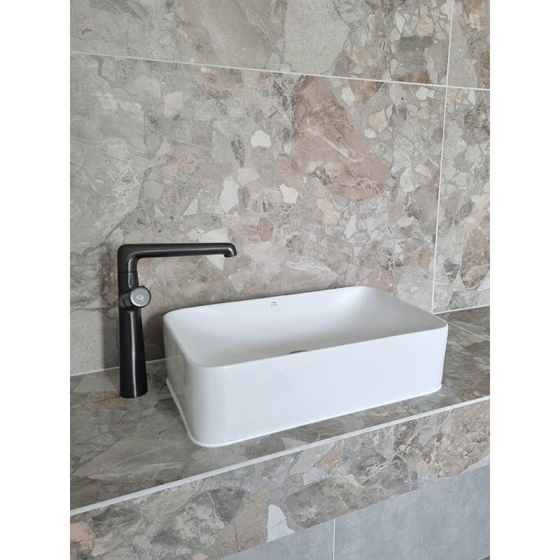 Umywalka Nablatowa Ceramiczna 48,5x29,5 cm Biała KVADRATO Laveo Umywalka Nablatowa Ceramiczna 48,5x29,5 cm Biała KVADRATO Laveo