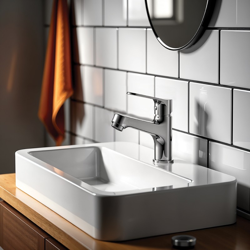 Bateria Umywalkowa Stojąca z korkiem Chrom ATEZ Kuchinox