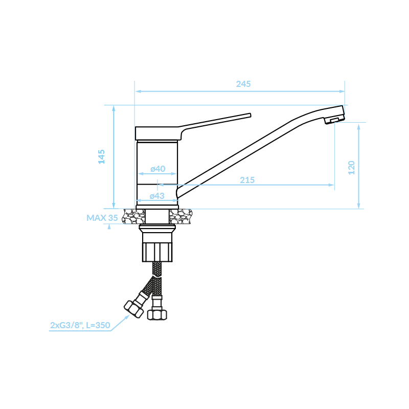 Bateria Zlewozmywakowa Stojąca Chrom VILLA Kuchinox Kuchenna Bateria Bateria Zlewozmywakowa Stojąca Chrom VILLA Kuchinox Kuchenna Bateria