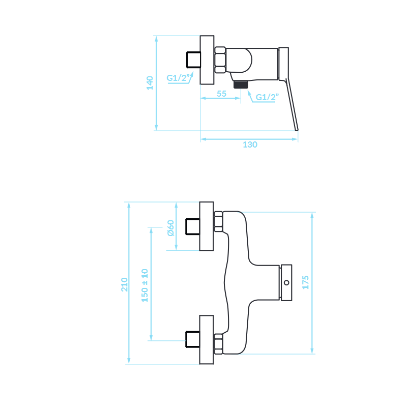 Bateria Natryskowa Ścienna Bateria Prysznicowa Bateria Wannowa Chrom VILLA Kuchinox