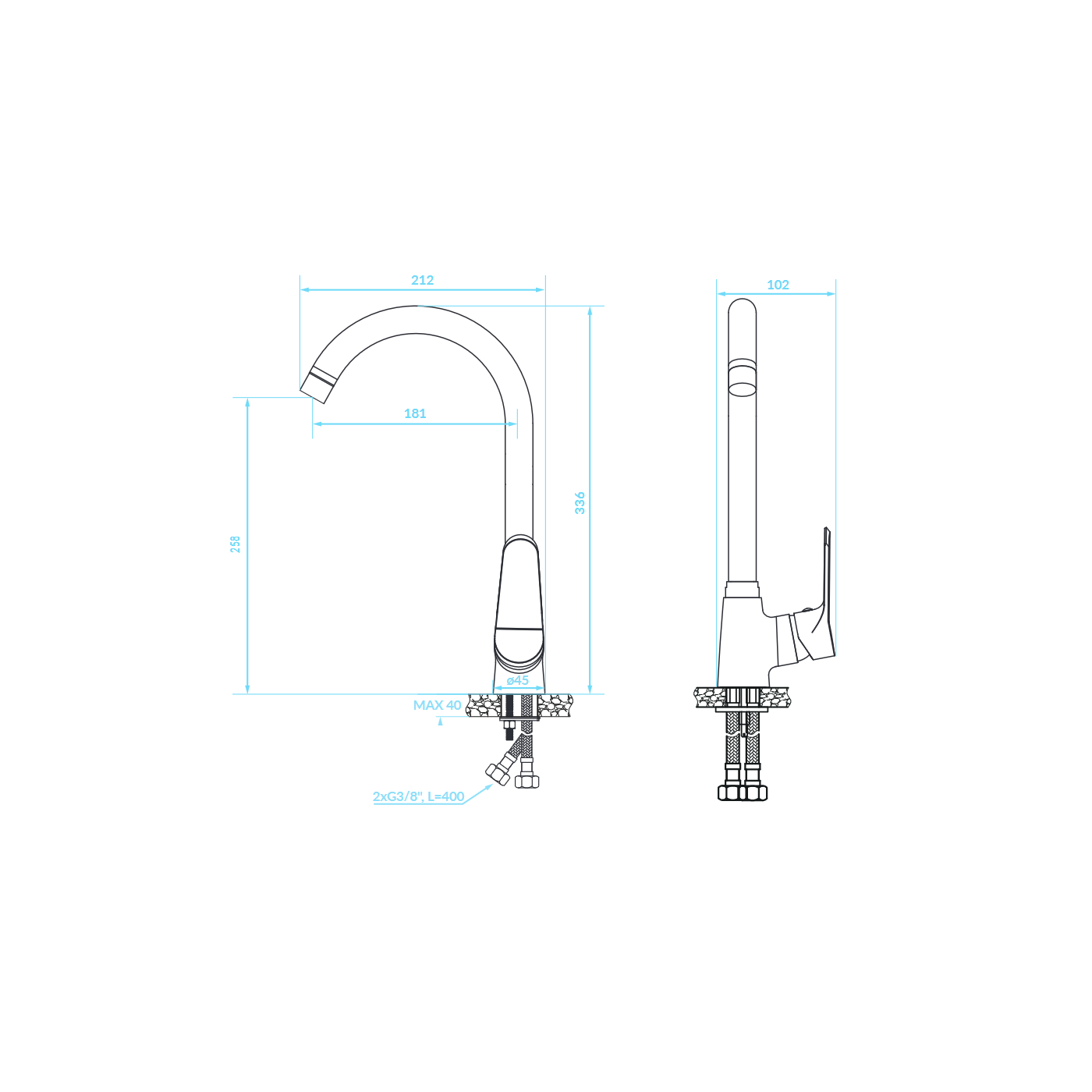 Bateria Zlewozmywakowa Stojąca z wylewką U Czarna ATEZ Kuchinox Bateria Zlewozmywakowa Stojąca z wylewką U Czarna ATEZ Kuchinox