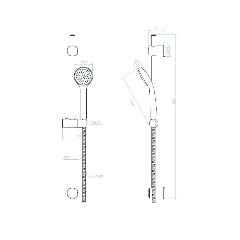 Zestaw Natryskowy na drążku Chrom MEVA Kuchinox