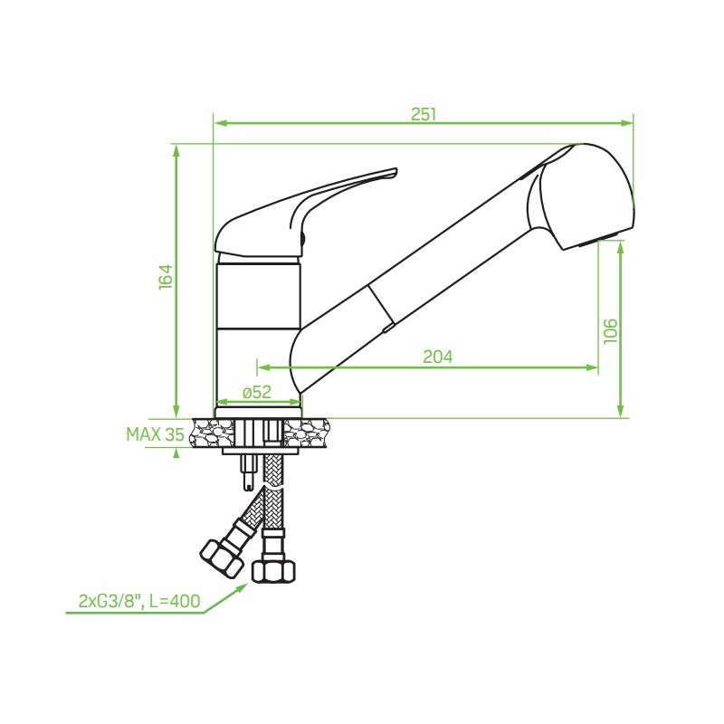 Bateria Zlewozmywakowa Stojąca z wyciąganą wylewką Beżowa DAGA Laveo