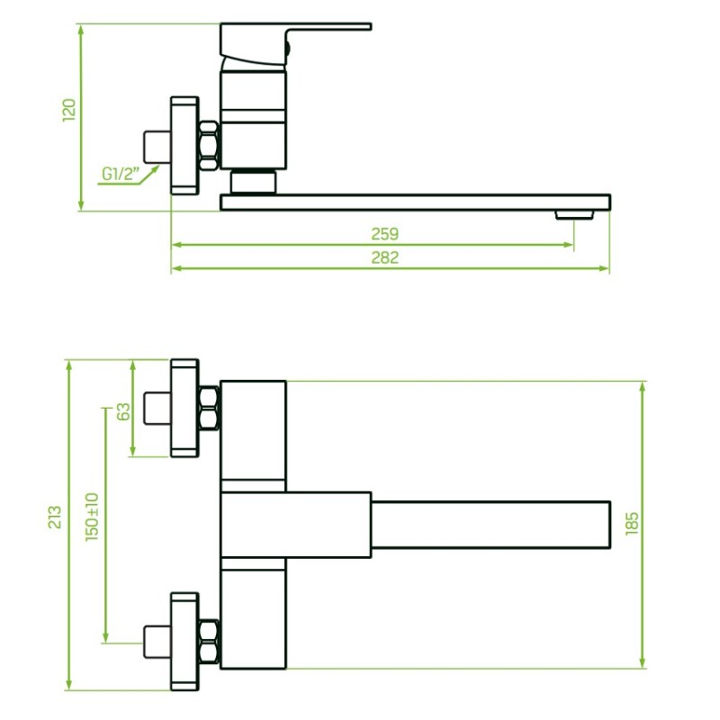 Bateria Zlewozmywakowa Ścienna Chrom KVADRATO Laveo Bateria Zlewozmywakowa Ścienna Chrom KVADRATO Laveo