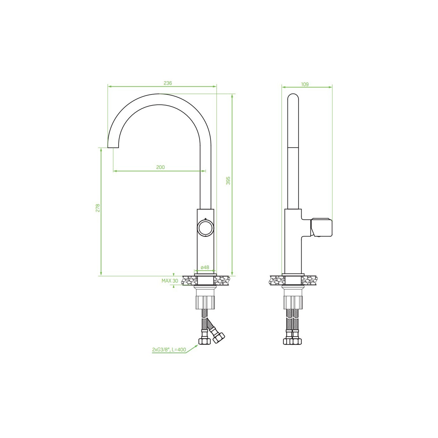 Bateria Zlewozmywakowa Stojąca z wylewką U PRETTO Czarny Laveo Bateria Zlewozmywakowa Stojąca z wylewką U PRETTO Czarny Laveo