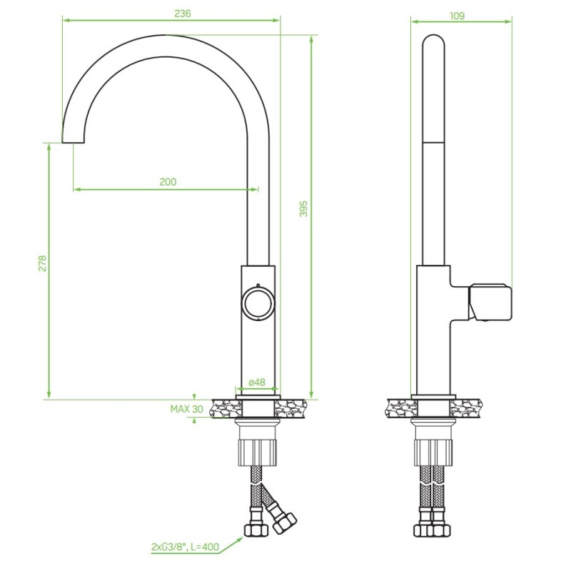 Bateria Zlewozmywakowa Stojąca z wylewką U PRETTO Czarny Laveo Bateria Zlewozmywakowa Stojąca z wylewką U PRETTO Czarny Laveo