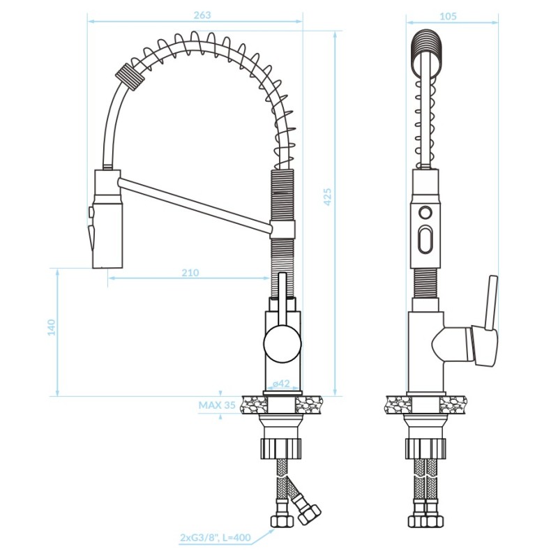 Bateria Zlewozmywakowa Stojąca Sprężyna SERPEN Laveo Bateria Zlewozmywakowa Stojąca Sprężyna SERPEN Laveo