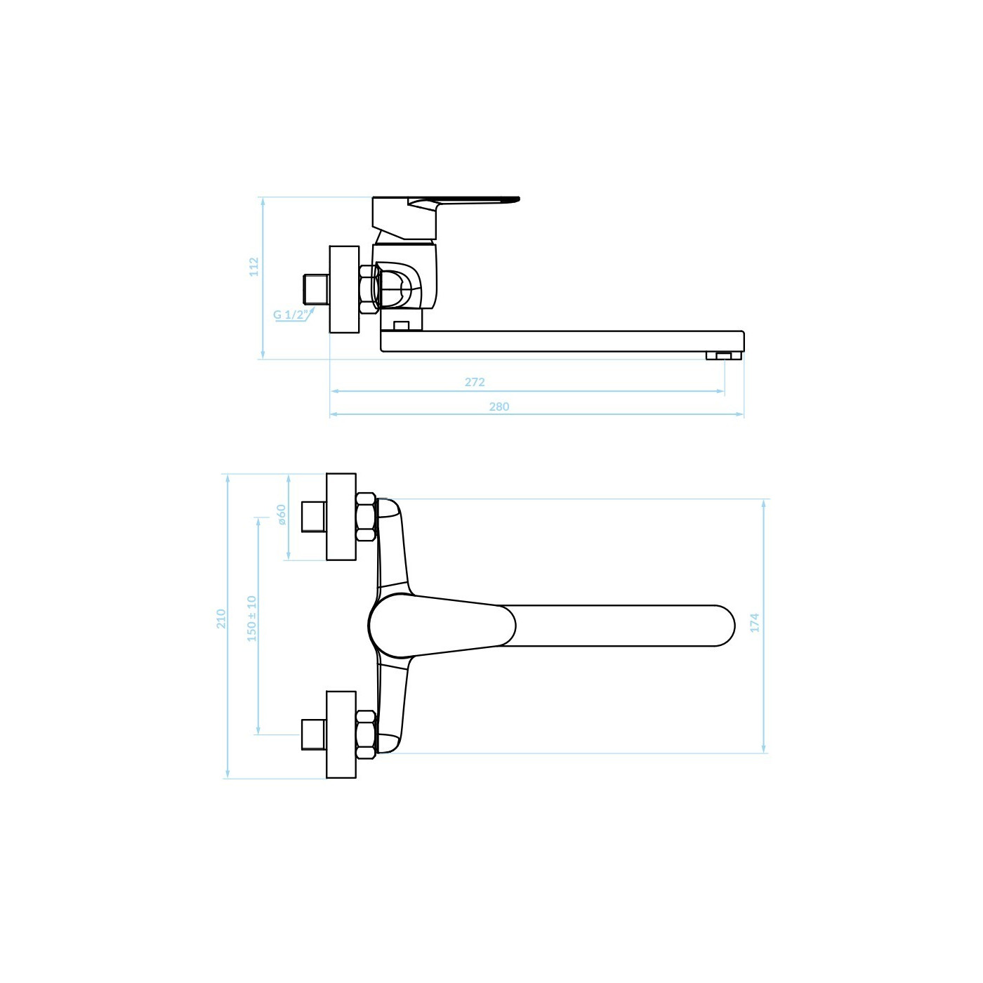 Bateria Zlewozmywakowa Ścienna Chrom FRESNO Kuchinox Bateria Zlewozmywakowa Ścienna Chrom FRESNO Kuchinox