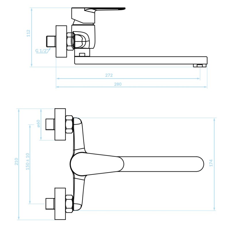 Bateria Zlewozmywakowa Ścienna Chrom FRESNO Kuchinox Bateria Zlewozmywakowa Ścienna Chrom FRESNO Kuchinox