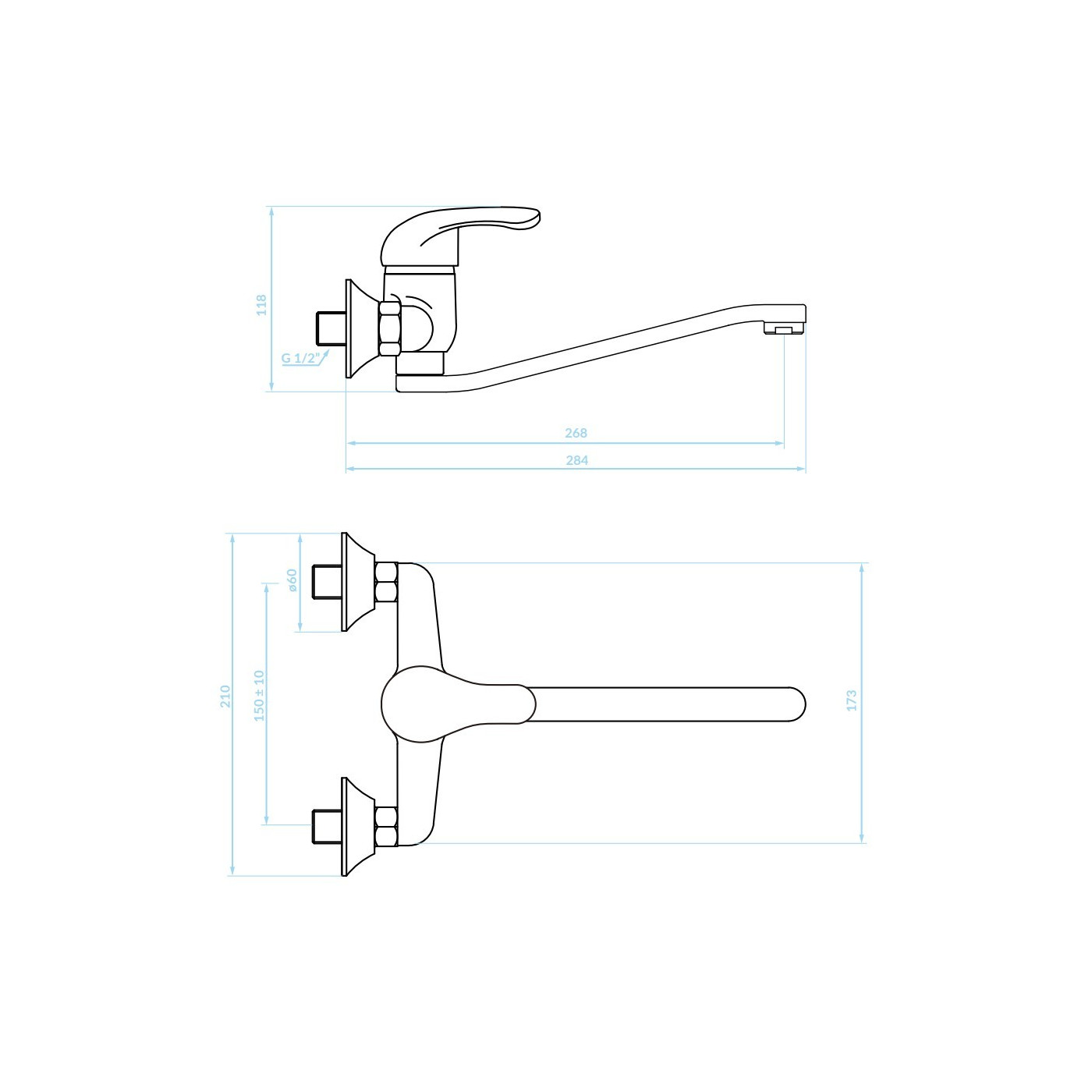 Bateria Zlewozmywakowa Ścienna Chrom PEDRO Kuchinox Bateria Zlewozmywakowa Ścienna Chrom PEDRO Kuchinox