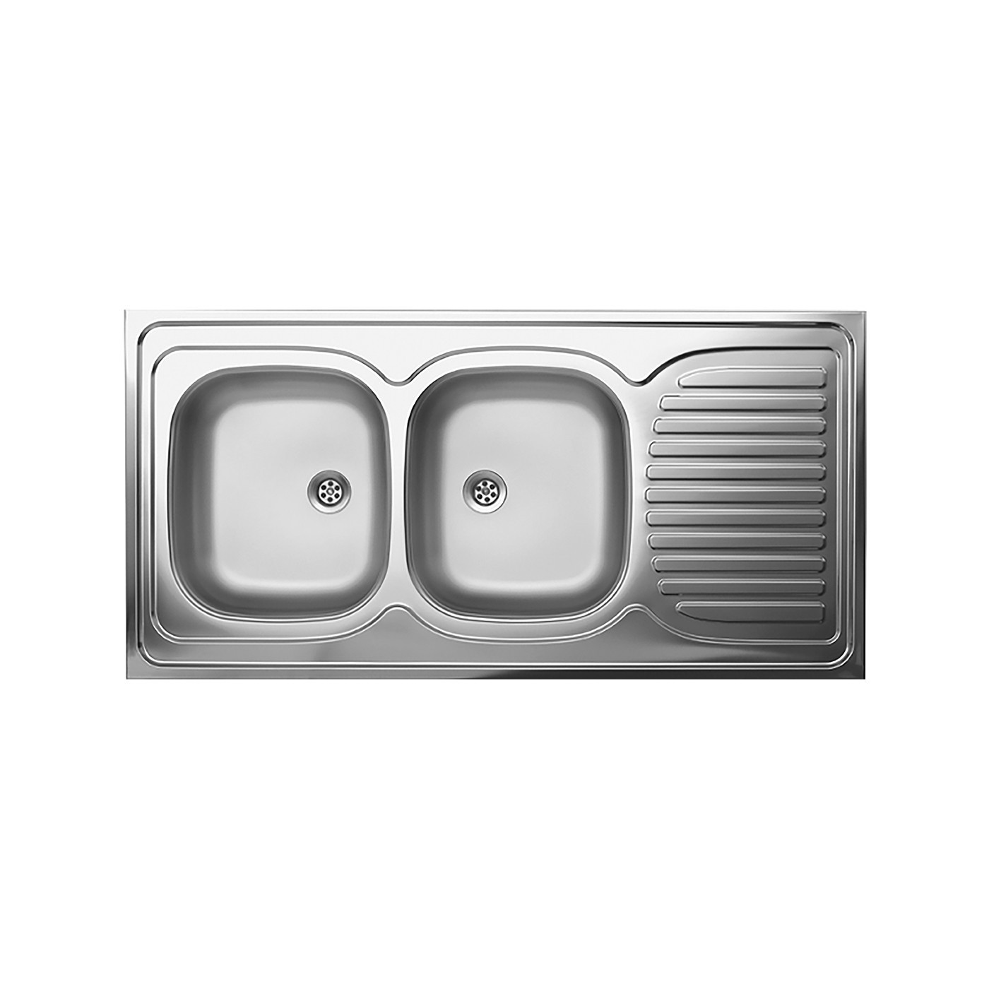 Zlewozmywak Dwukomorowy Metalowy Prostokątny z Ociekaczem INOX Kuchinox