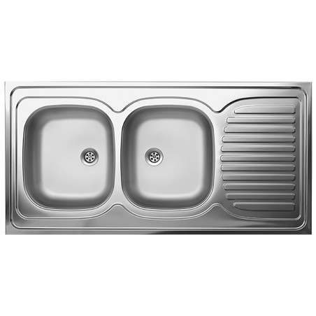 Zlewozmywak Dwukomorowy Metalowy Prostokątny z Ociekaczem INOX Kuchinox