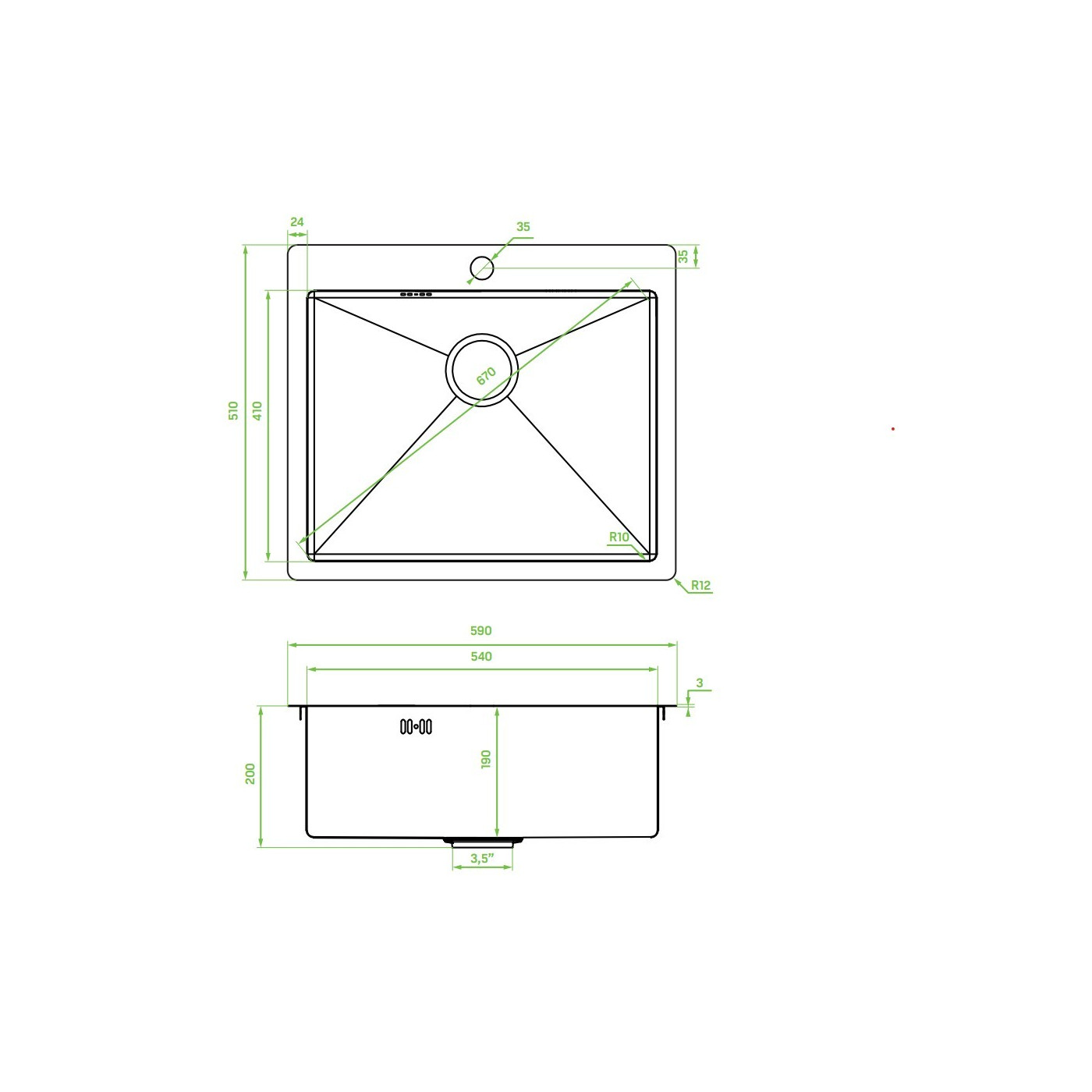 Zlew Zlewozmywak Jednokomorowy Wpuszczany Stalowy Miedź MARMARA Laveo