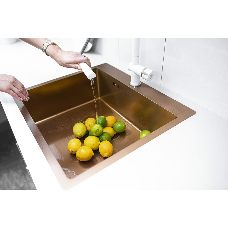 Zlew Zlewozmywak Jednokomorowy Wpuszczany Stalowy Miedź MARMARA Laveo