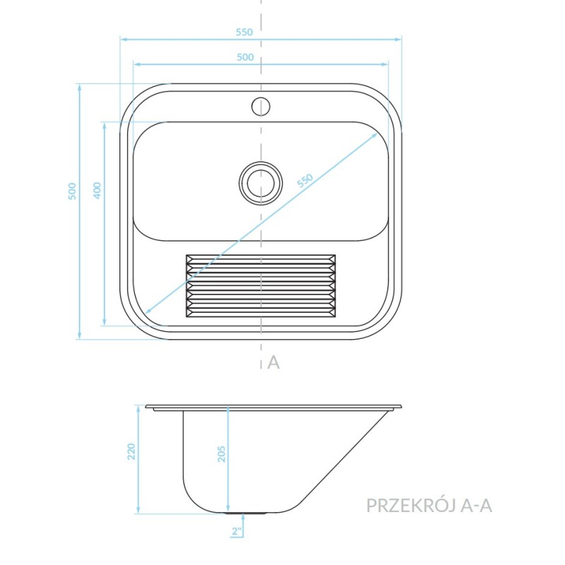 Zlewozmywak Jednokomorowy Stalowy INOX CHIOS Kuchinox