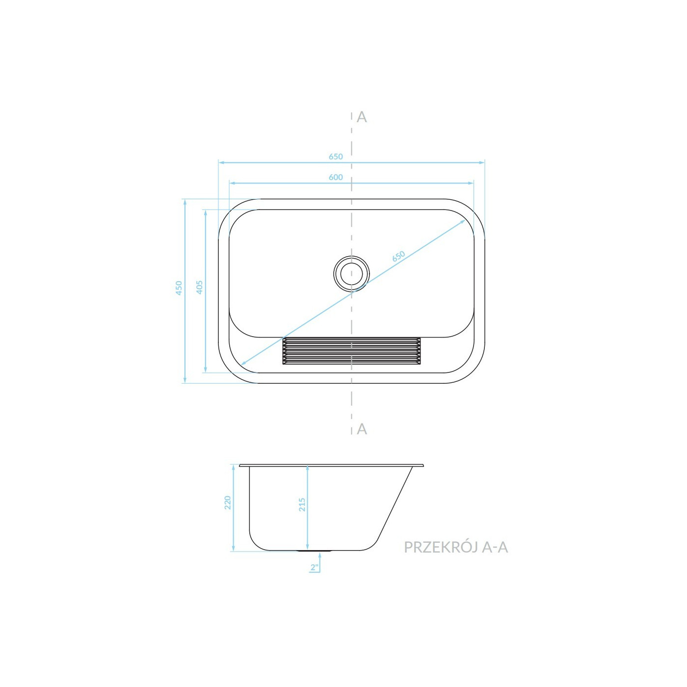 Zlewozmywak Jednokomorowy Stalowy 65x45cm INOX CHIOS Kuchinox Zlewozmywak Jednokomorowy Stalowy 65x45cm INOX CHIOS Kuchinox