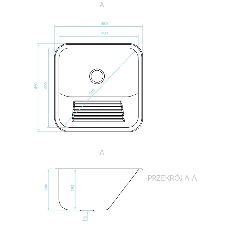 Zlewozmywak Jednokomorowy Stalowy 45x45cm INOX CHIOS Kuchinox Zlewozmywak Jednokomorowy Stalowy 45x45cm INOX CHIOS Kuchinox