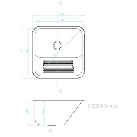 Zlewozmywak Jednokomorowy Stalowy 45x45cm INOX CHIOS Kuchinox