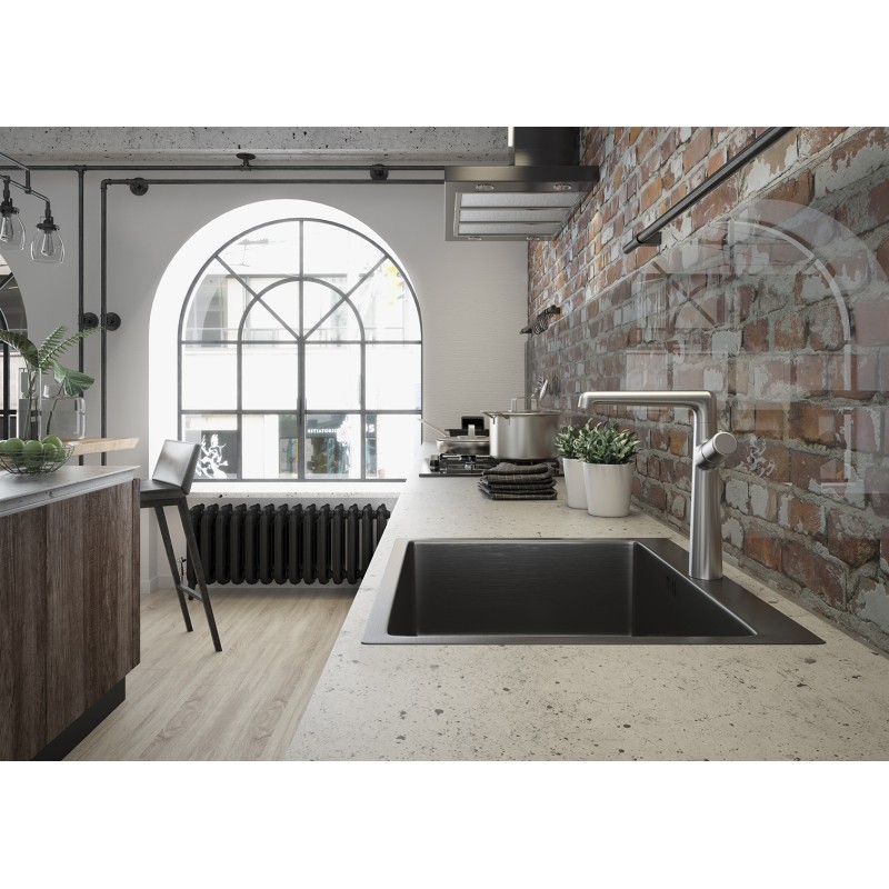 Zlew Zlewozmywak Jednokomorowy Wpuszczany Stalowy Grafit MARMARA Laveo