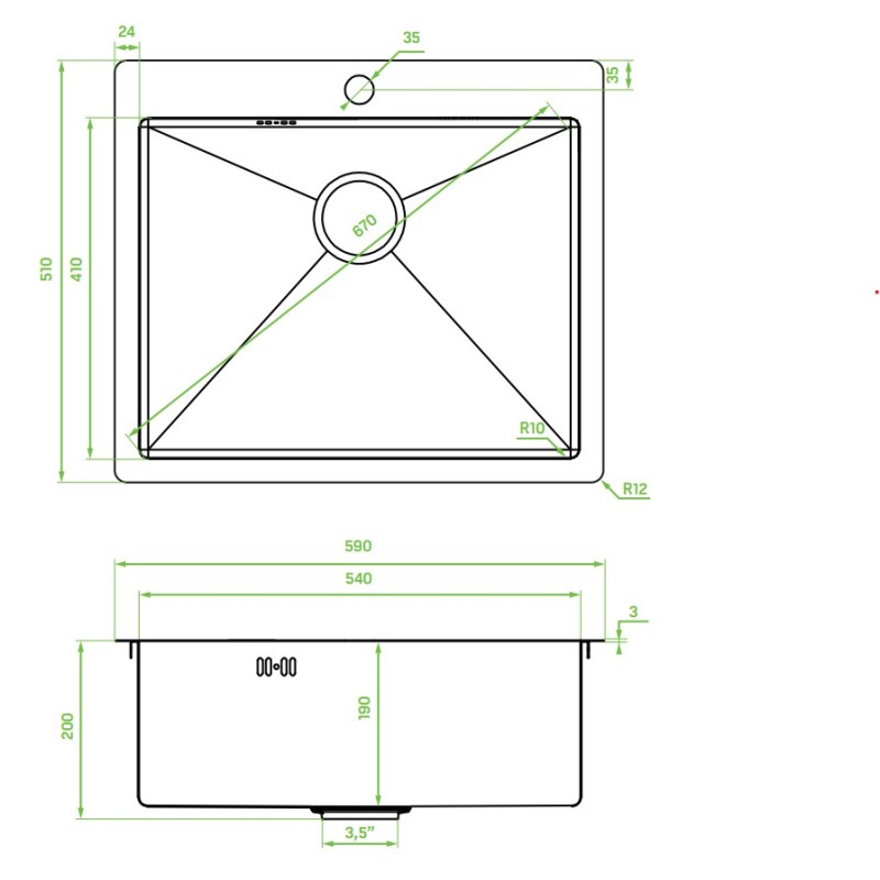 Zlew Zlewozmywak Jednokomorowy Wpuszczany Stalowy INOX MARMARA Laveo