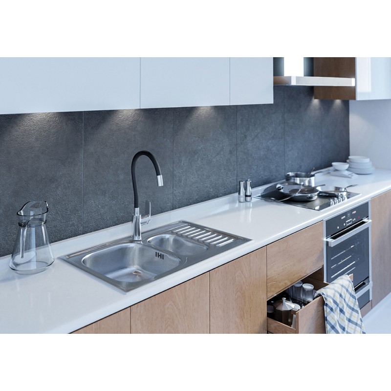 Zlewozmywak 1,5 komorowy Metalowy Wpuszczany INOX JUNAK Kuchinox