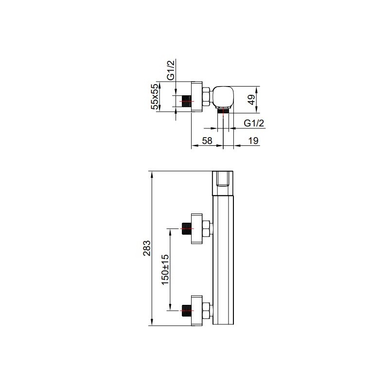 Bateria Natryskowa Ścienna z Zestawem Natryskowym TORES Złota Laveo