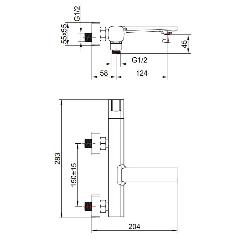 Bateria Natryskowa Ścienna z Zestawem Natryskowym TORES Czarna Laveo