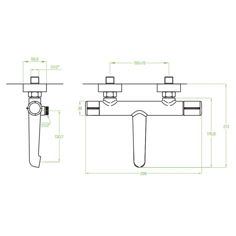 Bateria Wannowa Ścienna PRETTO Czarna Laveo