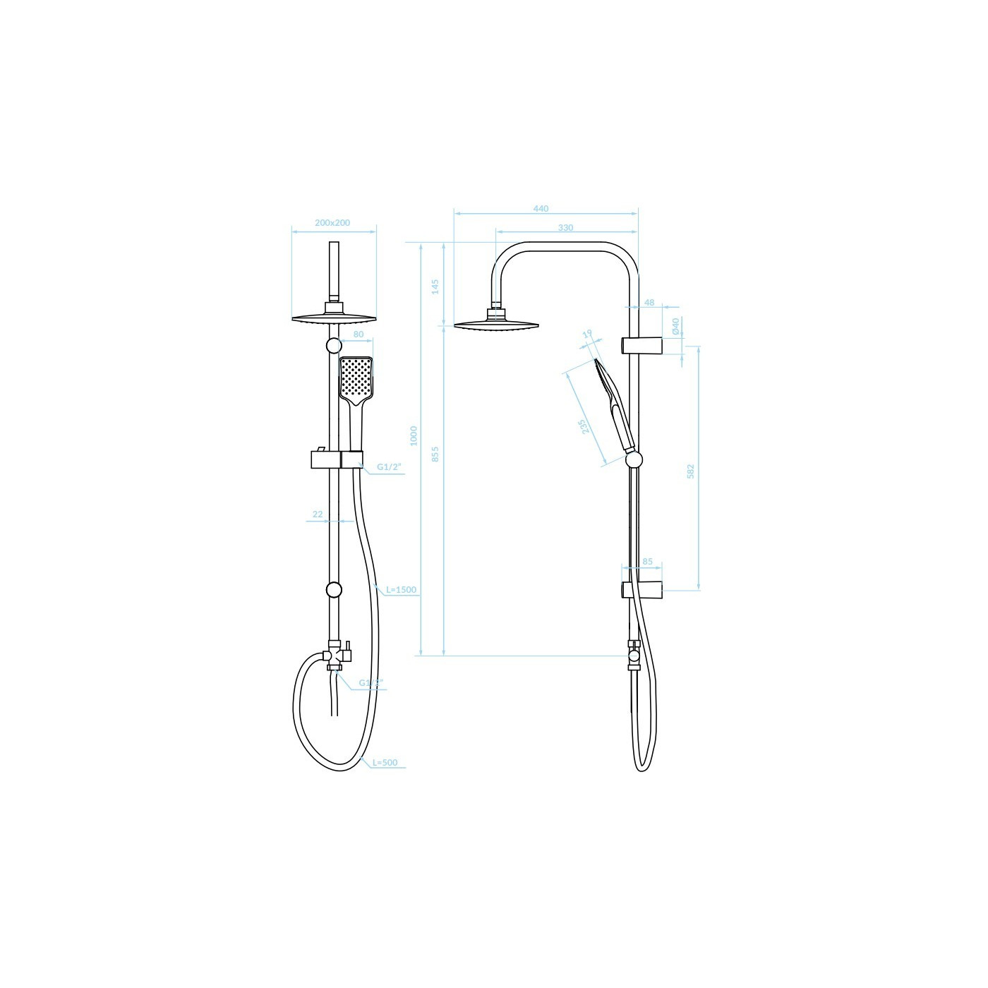 Kolumna Natryskowa Ścienna z Baterią Srebrna LIMA Kuchinox Kolumna Natryskowa Ścienna z Baterią Srebrna LIMA Kuchinox