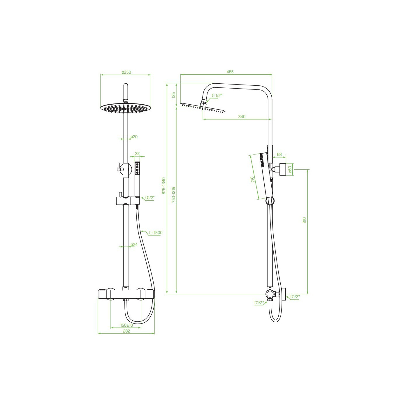 Kolumna Natryskowa Prysznicowa z Baterią Srebrna PRETTO Laveo Kolumna Natryskowa Prysznicowa z Baterią Srebrna PRETTO Laveo