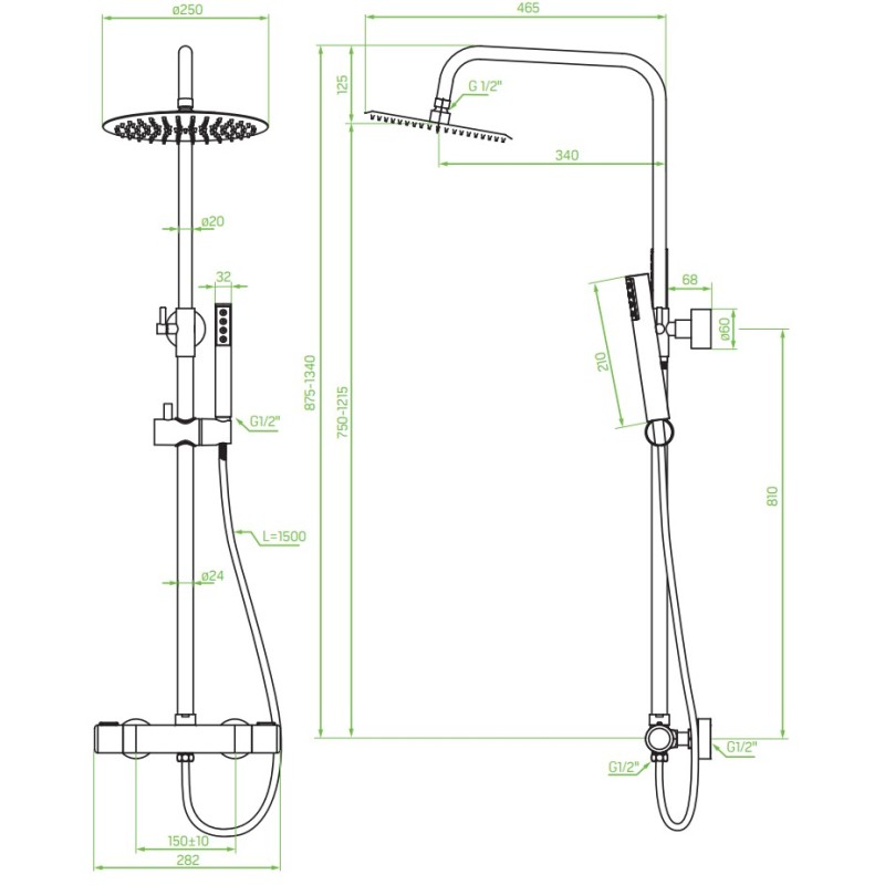 Kolumna Natryskowa Prysznicowa z Baterią Srebrna PRETTO Laveo Kolumna Natryskowa Prysznicowa z Baterią Srebrna PRETTO Laveo