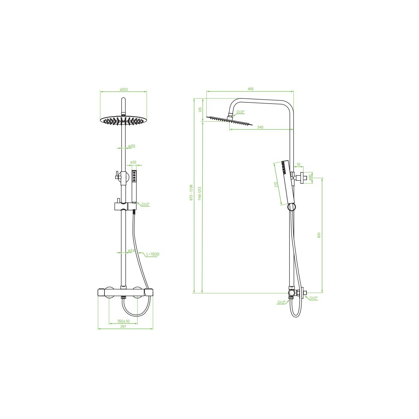 Kolumna Natryskowa Prysznicowa z Baterią Szara PRETTO Laveo
