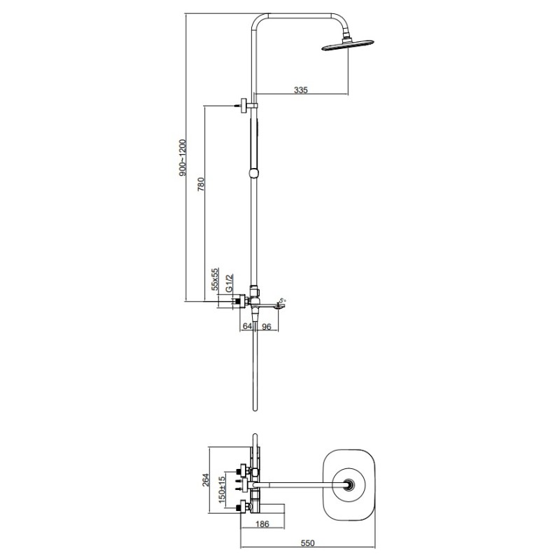 Kolumna Natryskowa Prysznicowa z Baterią Złota TORES Laveo
