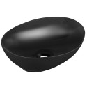 Umywalka Nablatowa Ceramiczna Owalna 41x33 cm Czarna DESNA Laveo Umywalka Nablatowa Ceramiczna Owalna 41x33 cm Czarna DESNA Laveo