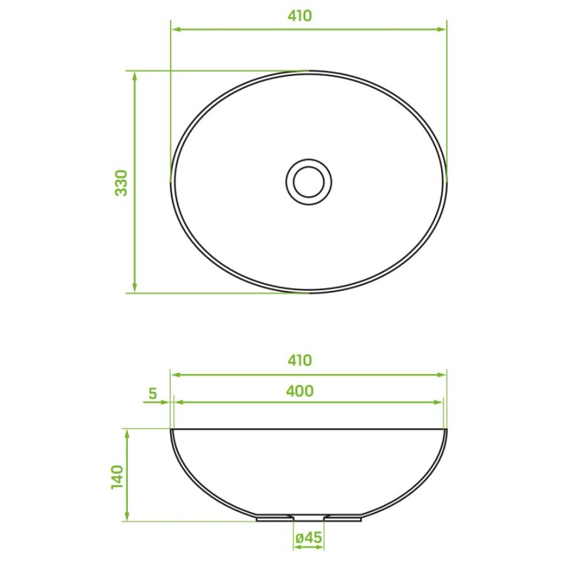 Umywalka Nablatowa Ceramiczna Owalna 41x33 cm Czarna DESNA Laveo Umywalka Nablatowa Ceramiczna Owalna 41x33 cm Czarna DESNA Laveo