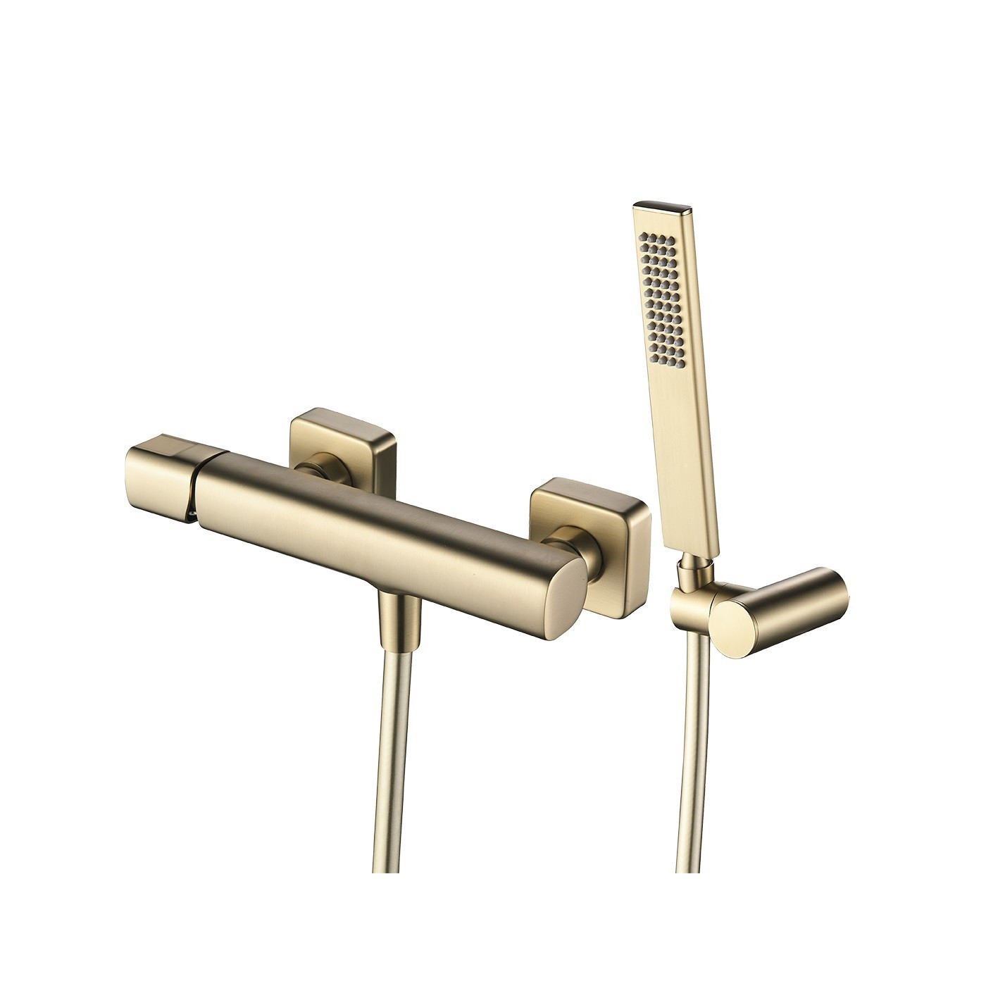 Bateria Natryskowa Ścienna z Zestawem Natryskowym TORES Złota Laveo