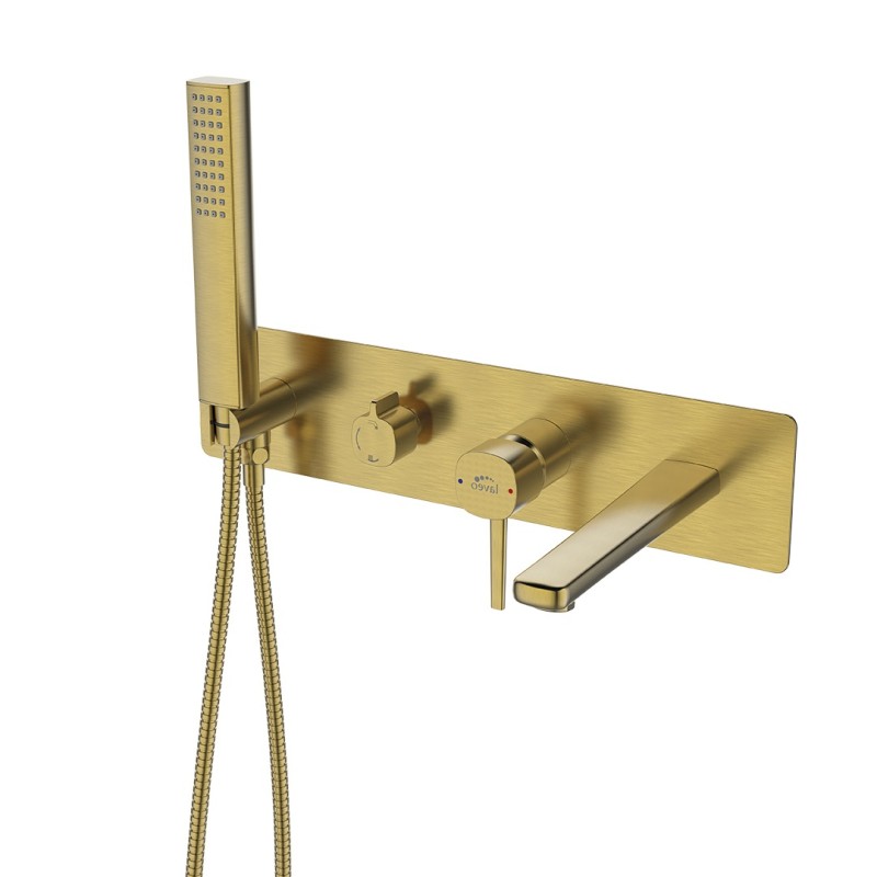 Bateria Wannowa Podtynkowa z Zestawem Natryskowym POLA Złota Laveo Bateria Wannowa Podtynkowa z Zestawem Natryskowym POLA Złota Laveo