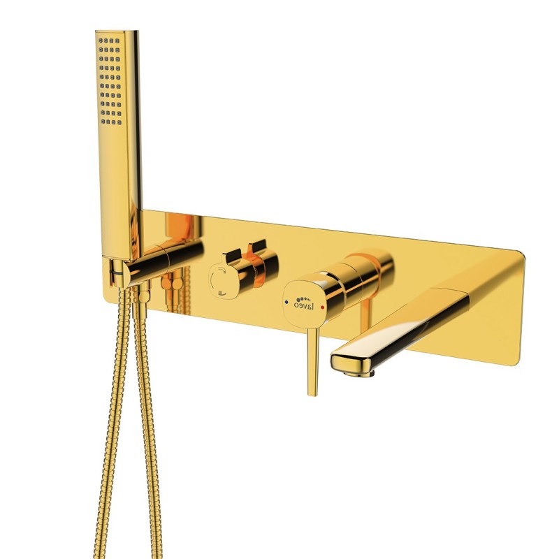 Bateria Wannowa Podtynkowa z Zestawem Natryskowym POLA Złota Laveo Bateria Wannowa Podtynkowa z Zestawem Natryskowym POLA Złota Laveo