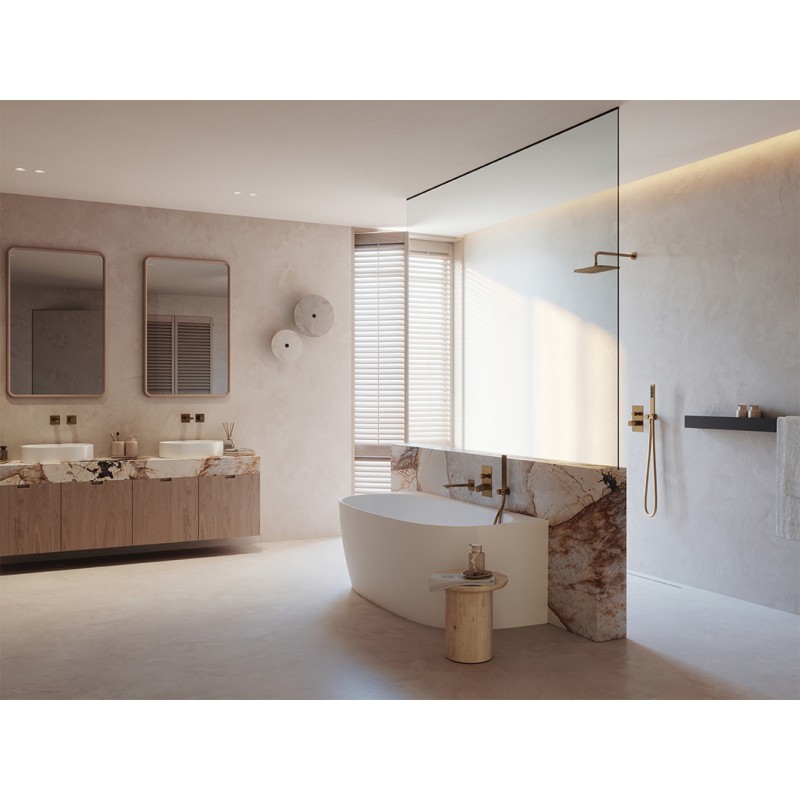 Bateria Umywalkowa Podtynkowa TORES Szczotkowane Złoto Laveo