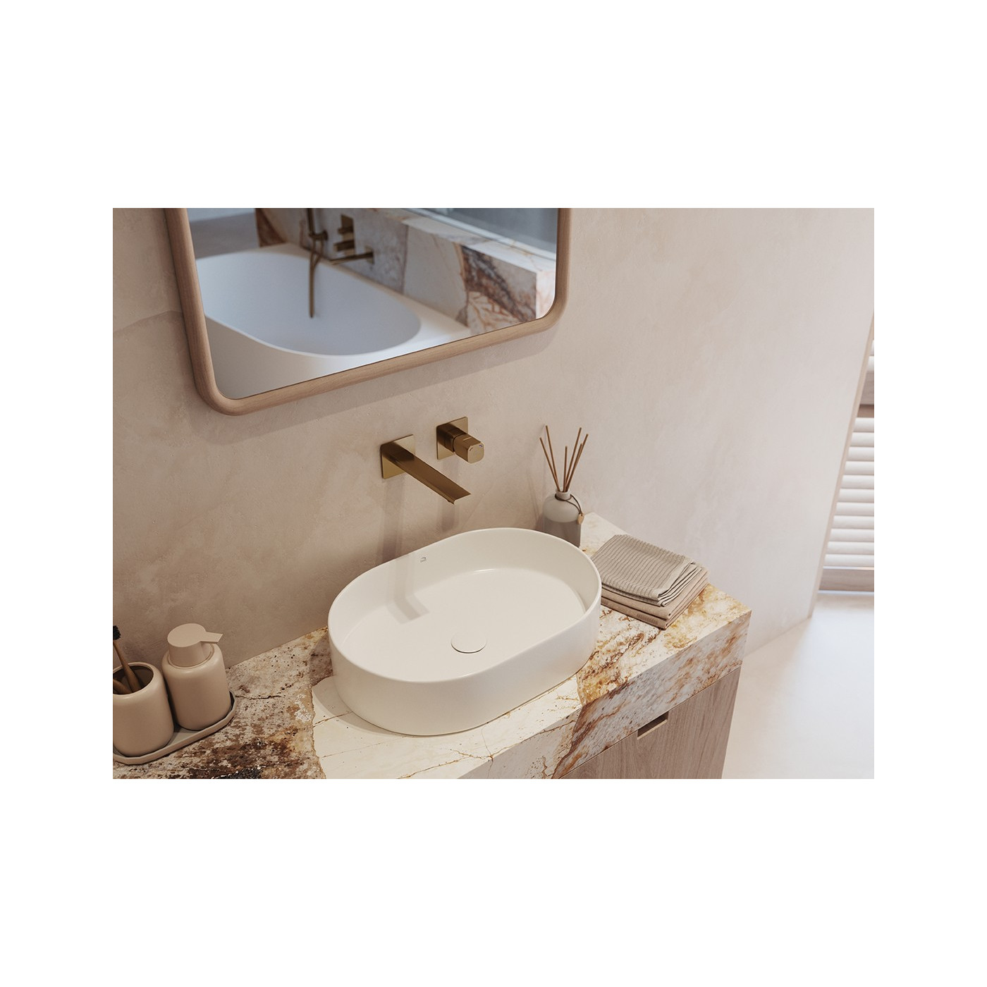 Bateria Umywalkowa Podtynkowa TORES Szczotkowane Złoto Laveo